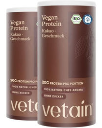 VETAIN Veganes Bio Proteinpulver Schokolade 1080g - Mehrkomponenten Protein aus fermentierten Erbsen - Laktosefrei und Glutenfrei – Bild 1 von 6