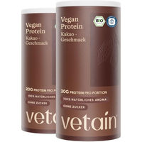 Produktbild von VETAIN Veganes Bio Proteinpulver Schokolade 1080g - Mehrkomponenten Protein aus fermentierten Erbsen - Laktosefrei und Glutenfrei