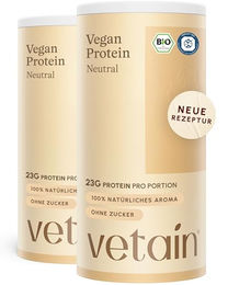VETAIN Veganes Mehrkomponenten Proteinpulver Neutral - Bio Protein Pulver mit fermentierten Erbsen - 1080g – Bild 1 von 3