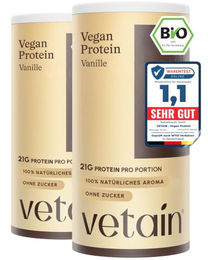 VETAIN Veganes Proteinpulver Vanille mit 4 fermentierten Erbsen-Proteinquellen 1080g – Bild 1 von 5