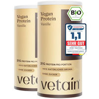 Produktbild von VETAIN Veganes Proteinpulver Vanille mit 4 fermentierten Erbsen-Proteinquellen 1080g