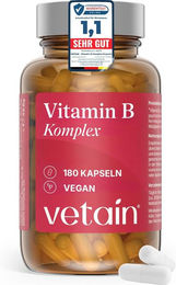 VETAIN Vitamin B Komplex Kapseln mit 8 B-Vitaminen vegan glutenfrei laktosefrei 180 Kapseln – Bild 1 von 2