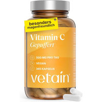 Produktbild von VETAIN Vitamin C gepuffert 500 mg Calciumascorbat Kapseln vegan für Sportler 365 Stück