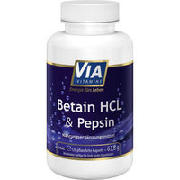 Produktbild von Via Vitamine Betain HCL und Pepsin hochdosiert ohne Zusatzstoffe 120 Kapseln