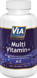 Via Vitamine Multivitamin und Mineralstoffe A-Z hochdosiert Kapseln 100 Stück laktosefrei glutenfrei hefefrei für Senioren sowie Schwangere und Stillende – Bild 1 von 4