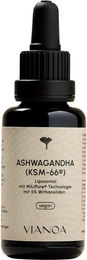 VIANOA Ashwagandha Tropfen mit KSM-66 Vollspektrum-Extrakt 5% Withanoliden vegan glutenfrei zuckerfrei – Bild 1 von 2