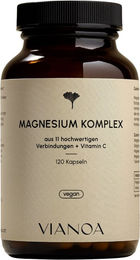 VIANOA Magnesium Komplex mit Vitamin C, 120 Kapseln, vegan und glutenfrei für Sportler – Bild 1 von 2
