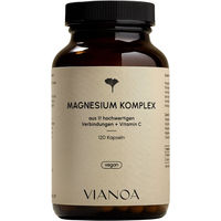 Produktbild von VIANOA Magnesium Komplex mit Vitamin C, 120 Kapseln, vegan und glutenfrei für Sportler