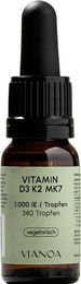 VIANOA Vitamin D3 + K2 MK7 1000 IE Tropfen ohne Zusatzstoffe – Bild 1 von 2