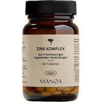 Produktbild von VIANOA Zink Komplex Tabletten mit 4 organischen Zinkformen vegan glutenfrei laktosefrei 120 Stück