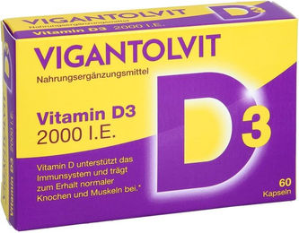 Vigantolvit Vitamin D3 2000 I.E. Kapseln 60 Stück glutenfrei und laktosefrei für Erwachsene – Bild 1 von 4