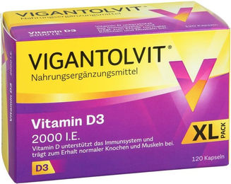 Vigantolvit Vitamin D3 2000 I.E. Kapseln für Erwachsene glutenfrei und laktosefrei 120 Stück – Bild 1 von 3