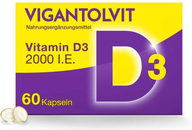 Vigantolvit Vitamin D3 2000 I.E. Kapseln für Erwachsene glutenfrei und laktosefrei 60 Stück – Bild 1 von 1
