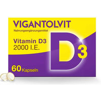 Produktbild von Vigantolvit Vitamin D3 2000 I.E. Kapseln für Erwachsene glutenfrei und laktosefrei 60 Stück