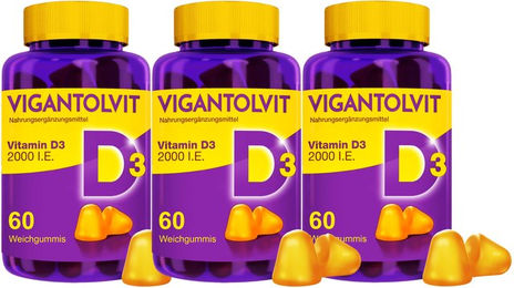 Vigantolvit Vitamin D3 2000 I.E. Weichgummis 180 Stück glutenfrei laktosefrei ohne Zusatzstoffe – Bild 1 von 2