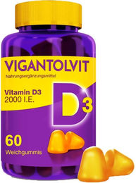 Vigantolvit Vitamin D3 2000 I.E. Weichgummis 60 Stück glutenfrei laktosefrei ohne Zusatzstoffe – Bild 1 von 3