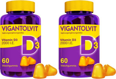 Vigantolvit Vitamin D3 2000 I.E. Weichgummis glutenfrei laktosefrei ohne Zusatzstoffe 120 Stück – Bild 1 von 2