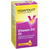 Produktbild von Vigantolvit Vitamin D3 Öl 500 I.E. Tropfen 10 ml für Kinder und Erwachsene glutenfrei laktosefrei ohne Zusatzstoffe