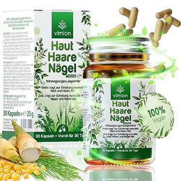 Vimion Haut-Haare-Nägel Kapseln mit Biotin, Zink und Selen, vegan, laktosefrei, 30 Stück – Bild 1 von 5