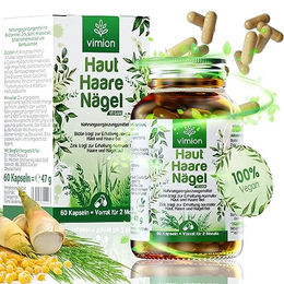 Vimion Haut-Haare-Nägel Kapseln vegan mit Biotin, Zink, Selen und B-Vitamin-Komplex, 60 Kapseln – Bild 1 von 6