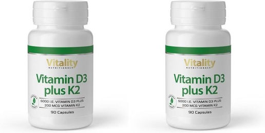 Vision Healthcare B.V. Vitamin D3 5000 IE und Vitamin K2 Kapseln vegetarisch glutenfrei laktosefrei – Bild 1 von 1