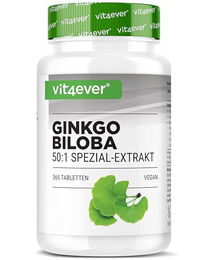 vit4ever Ginkgo Biloba 6000 mg Premium Extrakt Tabletten 365 Stück vegan laktosefrei glutenfrei – Bild 1 von 2