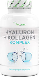 vit4ever Hyaluronsäure Kollagen Komplex Beauty-Kollagen-Kombi mit Kollagen Typ I aus Rind, 120 Kapseln, laktosefrei und glutenfrei – Bild 1 von 1