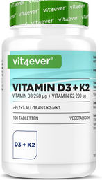 Vit4ever Vitamin D3 10000 IE und Vitamin K2 200 mcg Tabletten 100 Stück – Bild 1 von 2