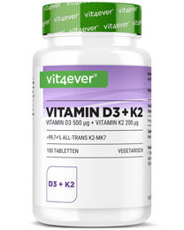 Vit4ever Vitamin D3 20.000 IE und Vitamin K2 200 µg Tabletten vegetarisch 100 Stück – Bild 1 von 2
