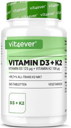 Vit4ever Vitamin D3 5000 I.E. und Vitamin K2 100 mcg Tabletten 365 Stück – Bild 1 von 2