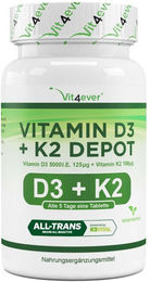 Vit4ever Vitamin D3 5000 IE und K2 100 mcg Tabletten vegetarisch 240 Stück – Bild 1 von 1
