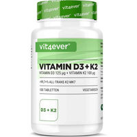 Produktbild von Vit4ever Vitamin D3 5000 IE und Vitamin K2 100 mcg Tabletten ohne Zusatzstoffe 100 Stück