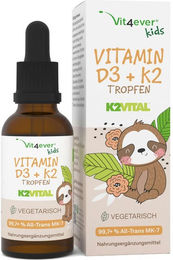 vit4ever Vitamin D3 + K2 Kids Tropfen für Kinder glutenfrei und laktosefrei – Bild 1 von 2