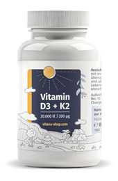 Vita 4u Vitamin D3 20000 I.E. mit 200µg Vitamin K2 All-Trans-MK7 vegetarische Tabletten für Sportler – Bild 1 von 5