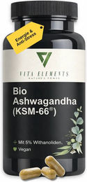 Vita Elements Bio Ashwagandha Kapseln ohne Zusatzstoffe 180 Stück – Bild 1 von 3
