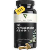 Produktbild von Vita Elements Bio Ashwagandha Kapseln ohne Zusatzstoffe 180 Stück