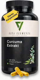 Vita Elements Curcuma Extrakt Kapseln - Bio, Vegan & Ohne Zusatzstoffe – Bild 1 von 3