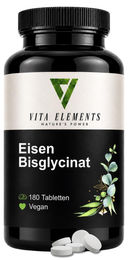Vita Elements Eisen Bisglycinat 28 mg Tabletten 180 Stück Vegan für Erwachsene – Bild 1 von 1