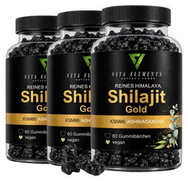Vita Elements Himalaya Shilajit Gold Gummies mit Ashwagandha und Gokshura vegan ohne Zusatzstoffe 60 Stück – Bild 1 von 3