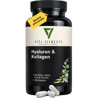 Produktbild von Vita Elements Hyaluron & Kollagen Komplex Beauty-Kollagen-Kombi Kapseln ohne Zusatzstoffe 180 Stück