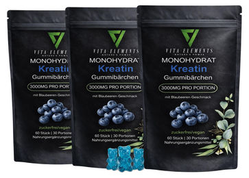 Vita Elements Kreatin Monohydrat Gummibärchen vegan glutenfrei 60 Stück – Bild 1 von 2