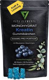 Vita Elements Kreatin Monohydrat Gummis vegan ohne Zusatzstoffe 60 Stück – Bild 1 von 2
