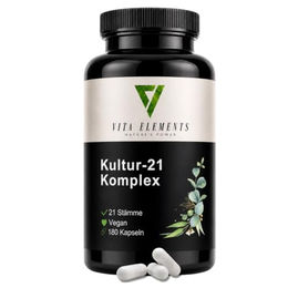 Vita Elements Kultur-21 Komplex Probiotika Kapseln vegan für Erwachsene 180 Stück – Bild 1 von 6