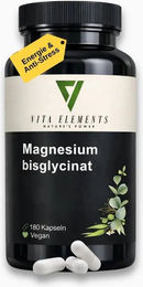Vita Elements Magnesiumbisglycinat Kapseln vegan laktosefrei glutenfrei 180 Stück – Bild 1 von 3