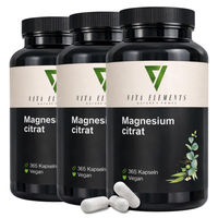 Produktbild von Vita Elements Magnesiumcitrat Kapseln vegan ohne Zusatzstoffe 3er Set 365 Kapseln