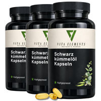 Produktbild von Vita Elements Schwarzkümmelöl Kapseln Nigella Sativa ohne Zusatzstoffe 3er Set 400 Stück