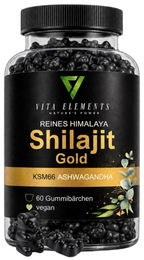 Vita Elements Shilajit Gold Gummies Vegan Ashwagandha Gummibärchen 60 Stück – Bild 1 von 2