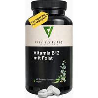 Produktbild von Vita Elements Vitamin B12 mit Folat Tabletten vegan ohne Zusatzstoffe 180 Stück für Schwangere und Stillende
