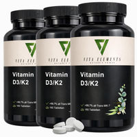 Produktbild von Vita Elements Vitamin D3 + K2 Depot 3er Set 180 Tabletten ohne Zusatzstoffe