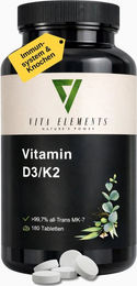 Vita Elements Vitamin D3/K2 Tabletten ohne Zusatzstoffe 180 Stück – Bild 1 von 2